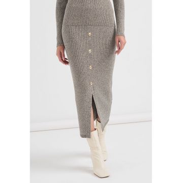 Fusta midi dreapta din tricot