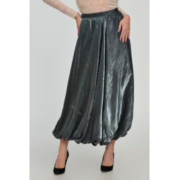 Fusta eleganta, lunga, gogosar, gri metalizat
