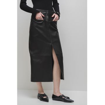 Fusta midi de piele