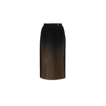 Fusta midi plisata - Bej - Negru