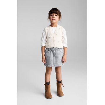 Fusta mini de denim cu banda elastica in talie