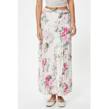 Fusta plisata cu imprimeu floral
