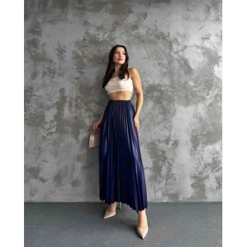 Fusta plisata lunga, marime unica, albastru Fusta plisata lunga, marime unica, albastru