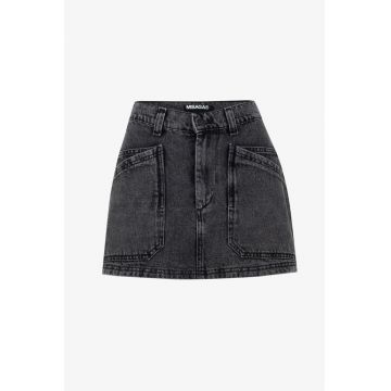 Fusta scurta din denim cu buzunare aplicate - Negru stins