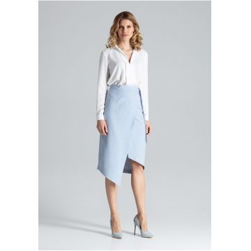 Fusta asimetrica  M629 - albastru deschis - poliester - eleganta si versatila