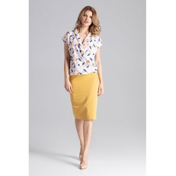 Fusta creion midi  galbena - eleganta - poliester