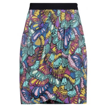 Fusta creion  neagra - 100% viscoza - imprimeu multicolor - model dinamic -