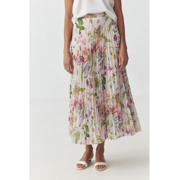 Fusta cu pliuri si model floral