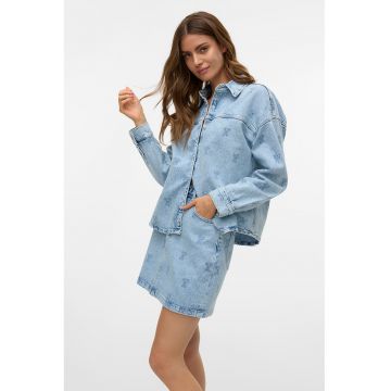 Fusta de denim cu detalii brodate
