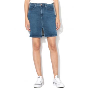 Fusta de denim cu slit frontal