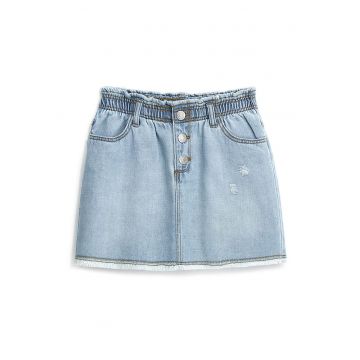 Fusta din denim cu aspect deteriorat