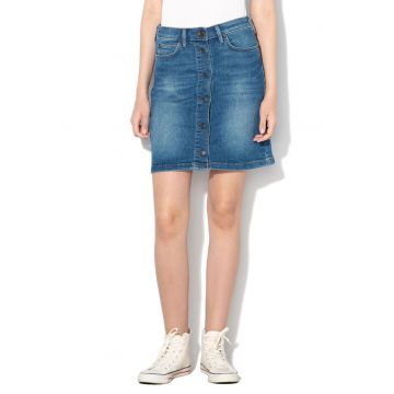 Fusta din denim cu croiala in A