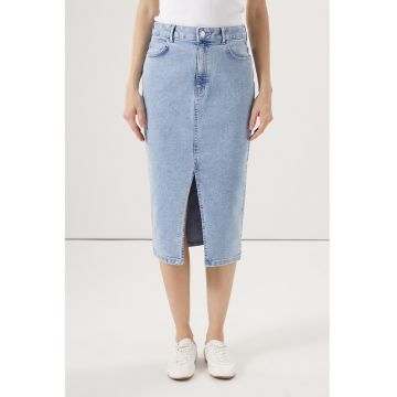 Fusta din denim cu slit frontal
