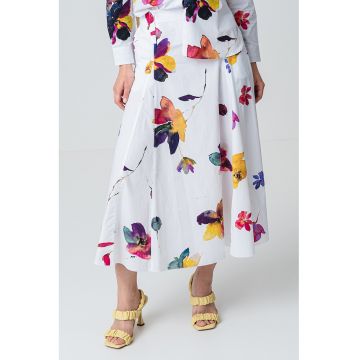 Fusta evazata cu model floral Meteora
