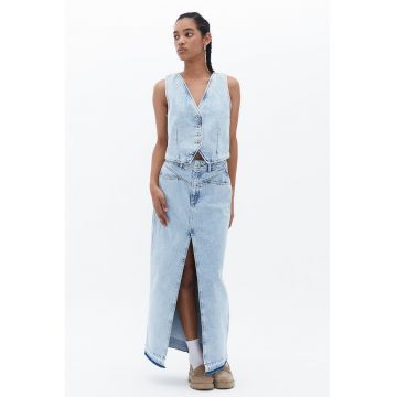 Fusta lunga din denim cu slit frontal