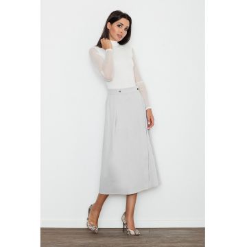 Fusta lunga  eleganta - talie inalta - gri - poliester -
