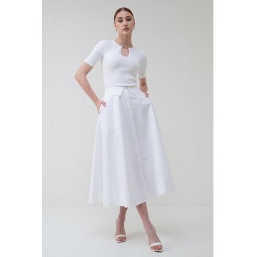 Fusta maxi de bumbac organic cu nasturi