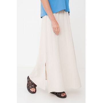Fusta maxi de bumbac organic cu slituri laterale