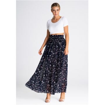 Fusta maxi  model 149 - multicolor - textil - cu talie inalta -
