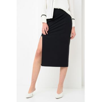Fusta midi cu slit lateral