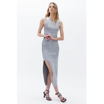 Fusta midi cu slit lateral