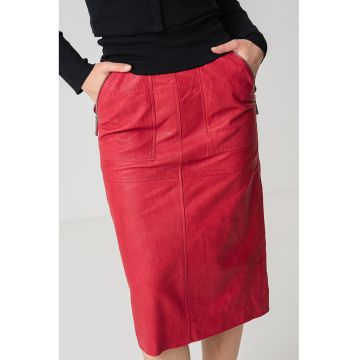 Fusta midi de piele