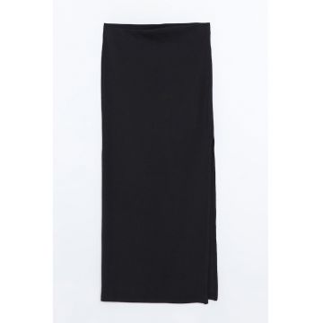 Fusta midi din amestec de modal cu slit lateral