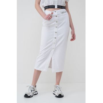 Fusta midi din denim cu nasturi