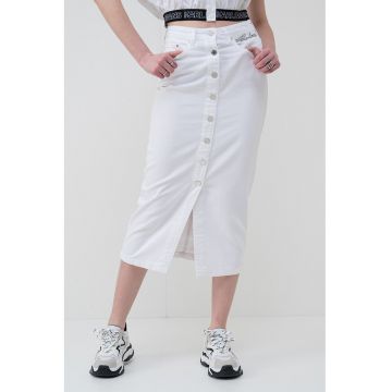 Fusta midi din denim cu nasturi