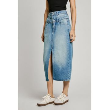 Fusta midi din denim cu slit frontal