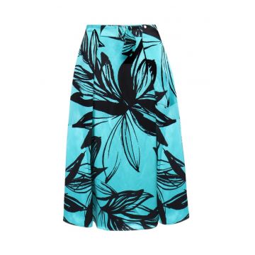 Fusta midi evazata - din amestec de in - XL