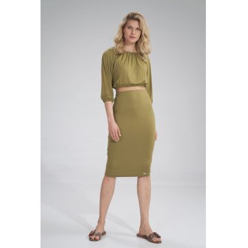 Fusta midi  M793 - verde - din viscoza - eleganta - confortabila -