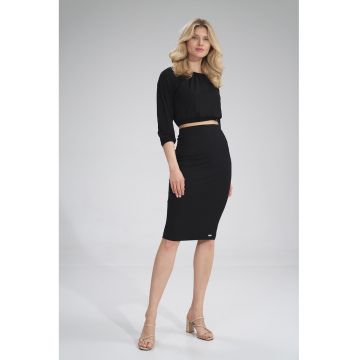Fusta midi  neagra - din viscoza -