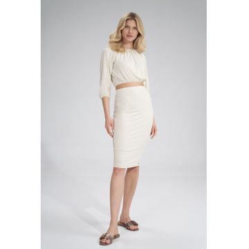 Fusta midi  viscoza - ecru -