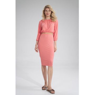 Fusta midi  viscoza - roz -