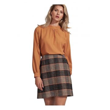 Fusta mini  carouri - fermoar ascuns - multicolor - nylon - poliester - viscoza