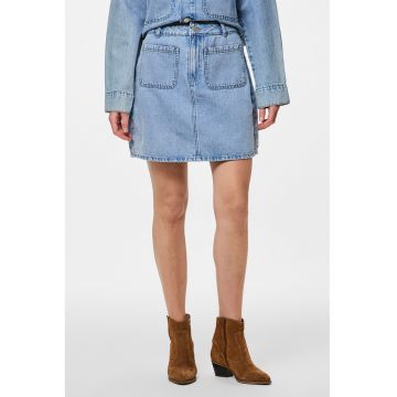 Fusta mini de denim cu croiala in A
