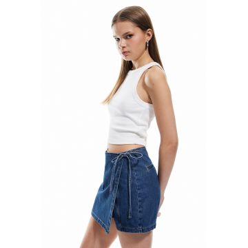 Fusta-pantalon din denim