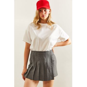 Fusta-pantalon uni cu pliuri