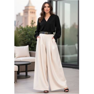 Fusta-pantaloni -  eleganta - confortabila - 95% poliester - ecru -