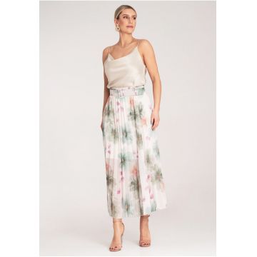 Fusta plisata  eleganta - talie inalta - multicolor - poliester -