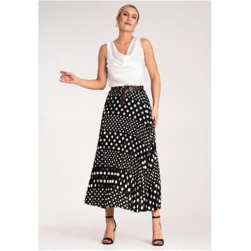 Fusta plisata  neagra - talie inalta - poliester -