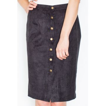 Fusta  poliester - neagra - cu nasturi -