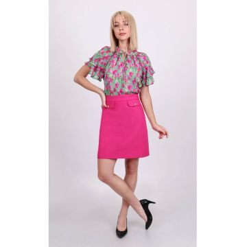 Fusta scurta dreapta - cu buzunare decorative