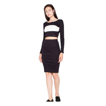 Set fusta/top -  Bumbac/Elastan - Negru