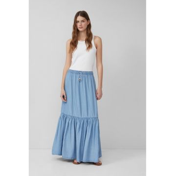 Camasa din material chambray cu terminatie cu volane