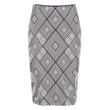 Fusta-creion din jacquard cu motive geometrice - Gri
