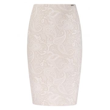 Fusta-creion din jacquard cu motive Paisley - Bej