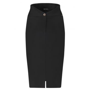 Fusta-creion midi cu slit frontal - Negru