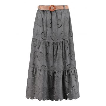 Fusta cu aspect stratificat si broderie